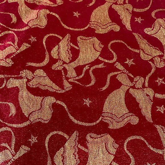 Holiday Burgundy w/Gold Glittery Angels Fabric Placemats (4) - Picture 5 of 6